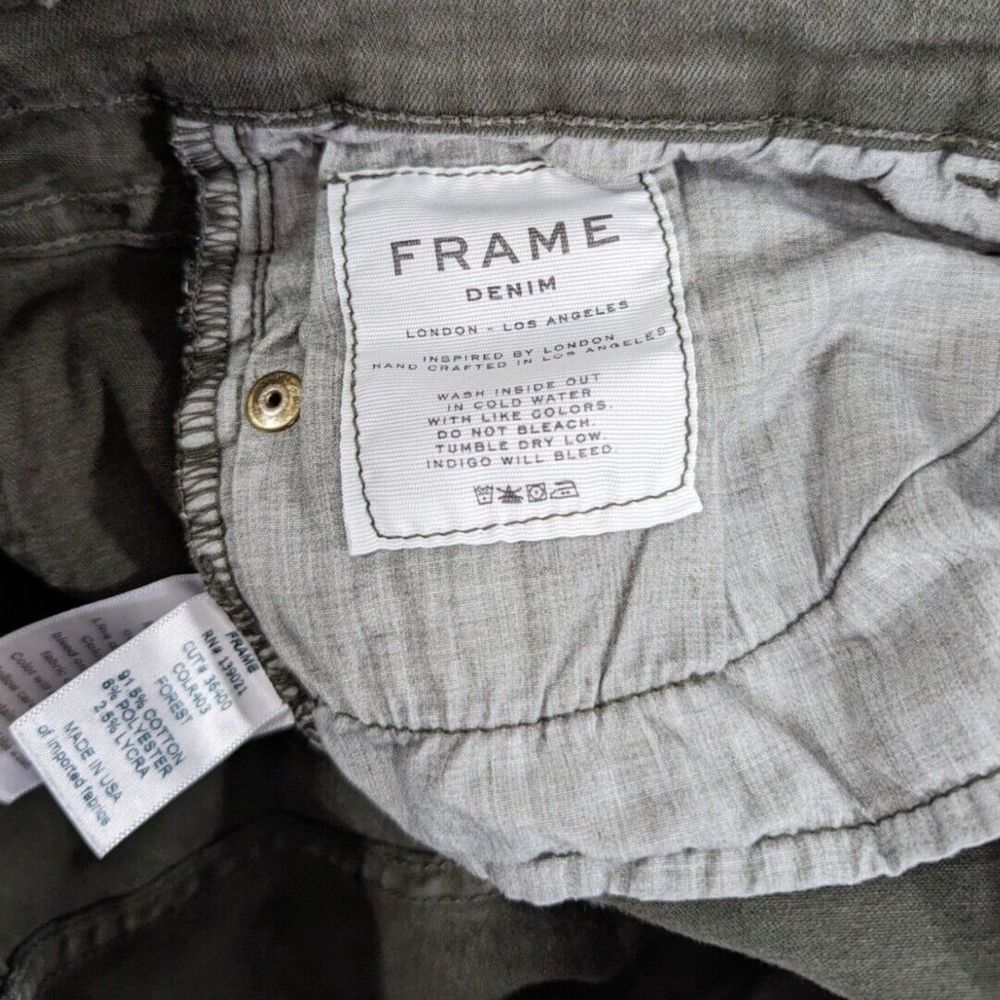 FRAME Womens Mid-rise Le Skinny de Jeanne Jeans Olive Green Destroyed Size 31 - Picture 6 of 7